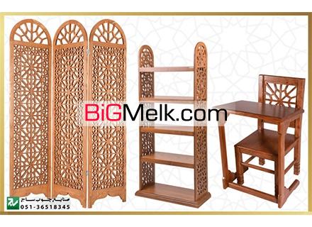 پارتیشن،کتابخانه،میز صندلی نماز چوبی سنتی گره چینی مشبک