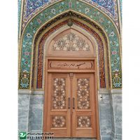 درب چوبی سنتی ورودی مسجد،نمازخانه واماکن مذهبی گره چینی